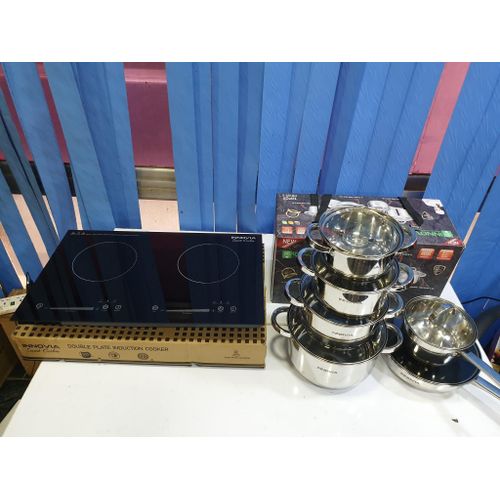 product_image_name-Innovia-2 Burner Smart Induction Cooker with 12pcs Stainless Steel Pot Set-1