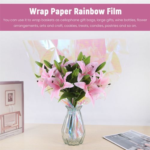 20 Pieces 59 Cm X 57 Cm Cellophane Wrap Paper Iridescent Film