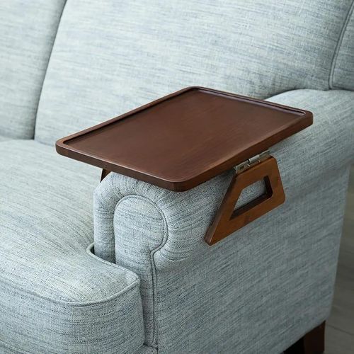 product_image_name-Generic-Foldable Wooden Sofa Armrest Tray – Clip-On Couch Table for Drinks, Phone & Remote-2