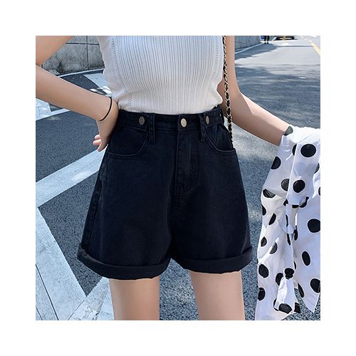 Summer Shorts Female Fashion Korean Style High Waist Black Women