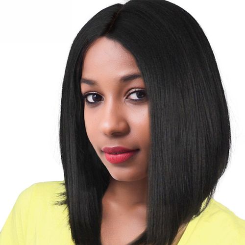 Fashion Ladies Medium Split Bobo Style Short Straight Hair Black