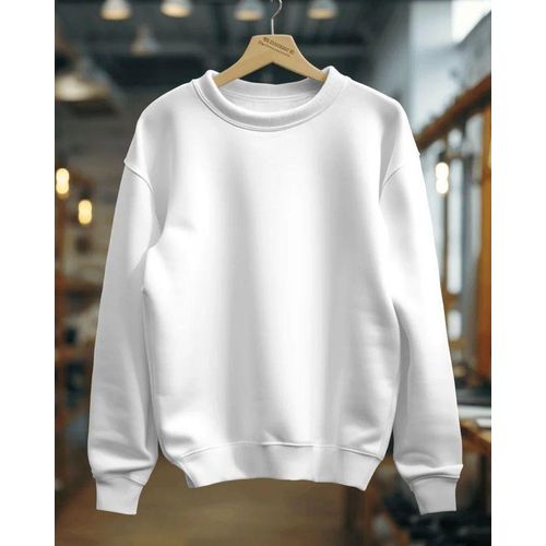 product_image_name-Fashion-unisex Plain White Crewneck Sweatshirt – Casual & Minimalist-6
