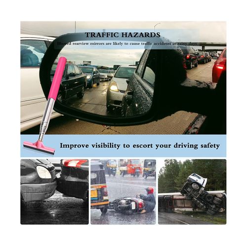 Portable Car Rearview Mirror Wiper Telescopic Mirror Squeegee Cleaner  Rearview Mirror Water Remover Glass Rain Cleaning Tool