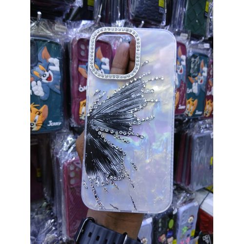 product_image_name-Generic-Luxury Marble Butterfly Rhinestone Glitter Case for iPhone 14 – Modern Executive Clear Silicone Protective Cover – Black Edition-1