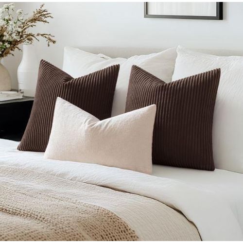product_image_name-Generic-2PCS Brown ribbed Corduroy cushion covers -2