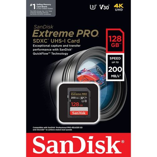 product_image_name-Sandisk-128gb Extreme Pro 4K SD Card For Cameras Speed Upto 200mbps New-1