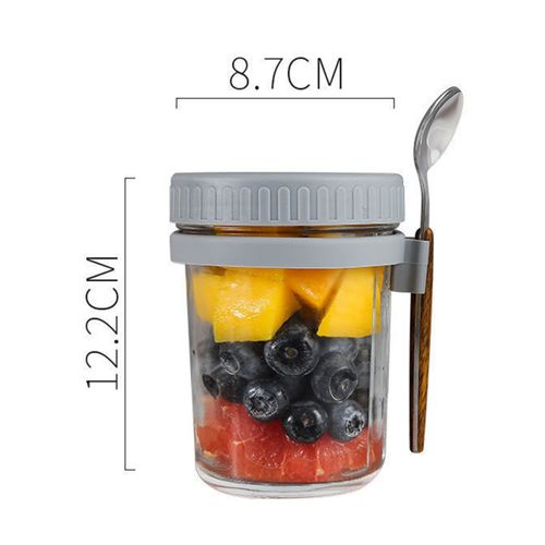 2Pcs Overnight Oats Container with Lid and Stainless Steel Spoon