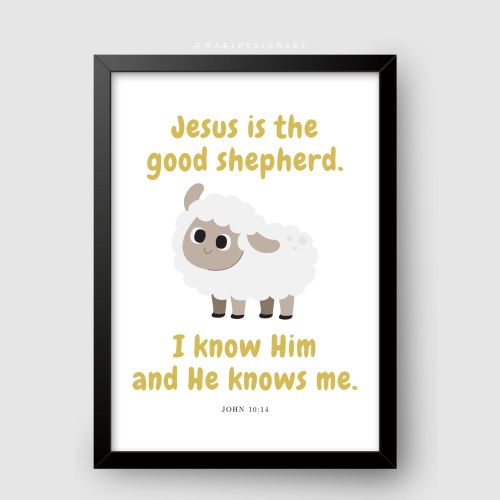 product_image_name-WaKi-Jesus Is The Good Shepherd Black Frame A4-1