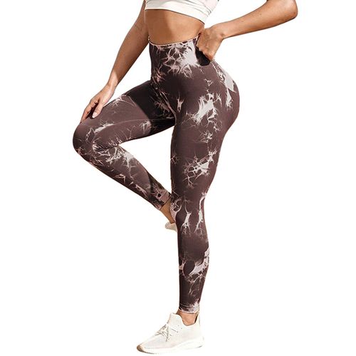 Women's Size S/M Leggings Seamless High-Waist Black/White Tie-Dye