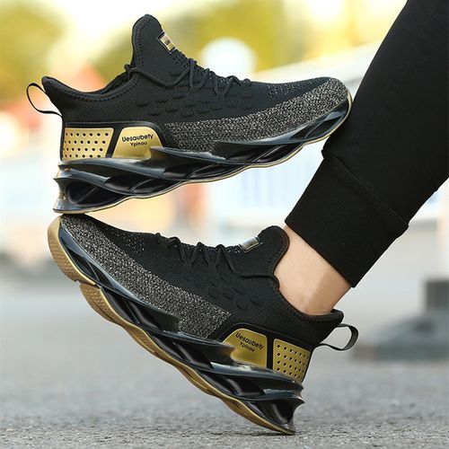 ALagzi 2024 Mens Casual Noble Shoes Running Sneakers - Black/Gold ...