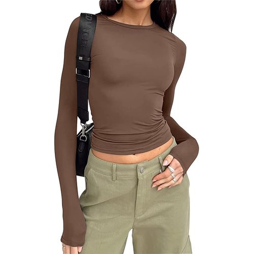 Fashion (Auburn)Long Sleeve T Shirt Women Spring Autumn Slim Fit