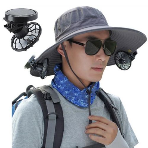 Generic 2x Clip-on Hat Mini Solar Powered Fan For Camping Air Cooli @ Best  Price Online