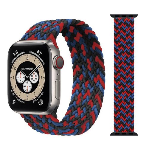 Braided Solo Loop for Apple Watch Band 44mm 40mm 45mm 41mm 38mm 42mm  Elastic Nylon Belt Bracelet iWatch Serie 3 4 5 SE 6 7 -Green red black