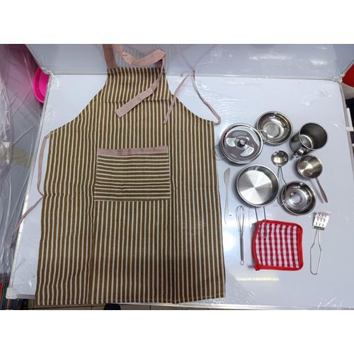 product_image_name-Generic-Silver Aluminium Kitchen Play Set Kids Kitchen Utensils - Silver-1