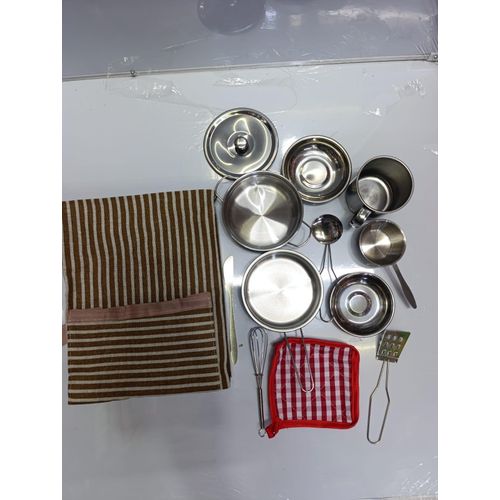 product_image_name-Generic-Silver Aluminium Kitchen Play Set Kids Kitchen Utensils - Silver-2