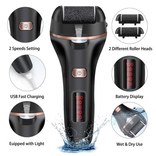 Electric Foot Grinder with Roller Head Battery Powered Portable Feet File  Pedicure Tool Foot Scrubber Callus Remover for Dead Hard Cracked Dry Skin 