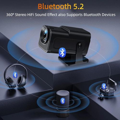 product_image_name-Android-HY320 Mini Portable Projector 4K 300 ANSI with WiFi and Bluetooth, Smart Projector with Android11, Support WiFi 6 BT5.0 Auto Keystone Correction Upgrade from HY300 Projector-3