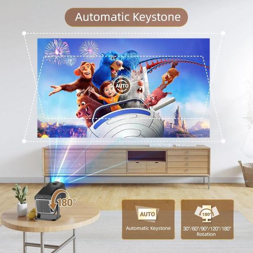 product_image_name-Android-HY320 Mini Portable Projector 4K 300 ANSI with WiFi and Bluetooth, Smart Projector with Android11, Support WiFi 6 BT5.0 Auto Keystone Correction Upgrade from HY300 Projector-5