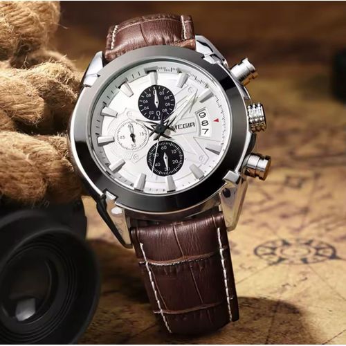 product_image_name-Generic-Classic MEGIR Chronograph Watch – Battery Powered, Date Display & Durable Leather Strap-1