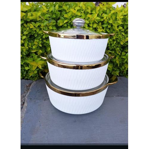 product_image_name-Generic-3pcs Gold Ceramic Serving Dishes with Glass Covers – Elegant Dining Tableware Set-2