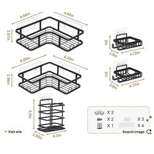 product_image_name-Prl-No drill 5 Pack Corner Shower Caddy-2