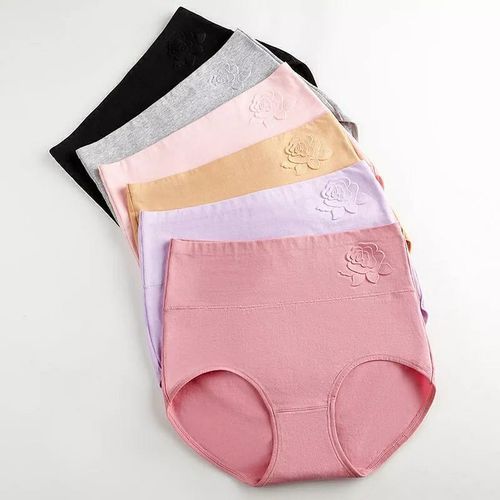 Fashion 6PCs Pure Cotton HighWaist Panties Tummy Control Underwear