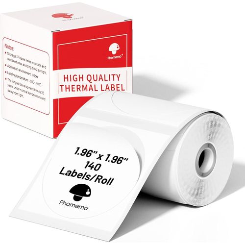 product_image_name-Phomemo-Self Adhesive Round Label Roll 50 x 50mm 1.96 x 1.96 (140 Pcs) Per Roll Waterproof, Oilproof, Scratch resistant-1