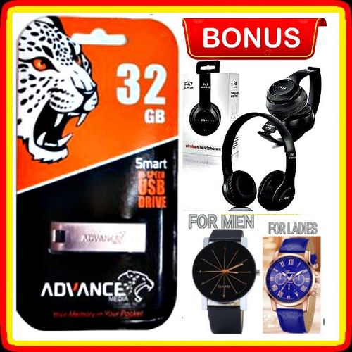 product_image_name-Advance-Slim Design 32GB USB Flash Disk // High Speed Metallic USB 3.0 Flash Disk 32GB  + BONUS BLUETOOTH HEADPHONES + 2 WATCHES-1