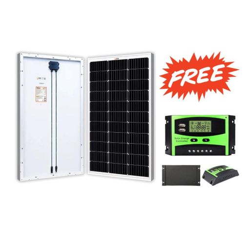 product_image_name-Phoenix-150 Watts Solar Panel Monocrystalline Solar Panel + Free 10A Solar Charge Controller -1