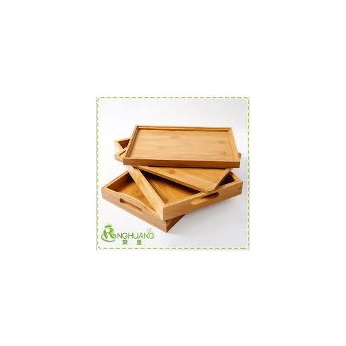 product_image_name-Generic-3-Piece Wooden Serving Tray Set - Stackable Rustic Nesting Trays for Food, Drinks, Décor & Organization - Versatile Kitchen & Home Use-5