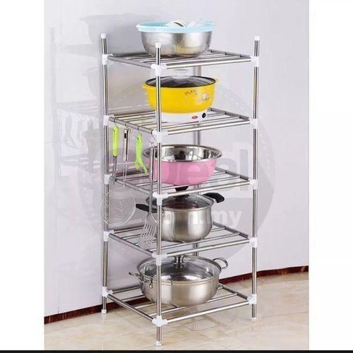product_image_name-Generic-Multi Purpose Storage Rack, Stainless Steel Kitchen Storage Rack, Microwave Oven, Kitchen Utensils Storage Rack, For Bathrooms, Kitchens, Balconies, And Living Rooms,4/5-Tier (5-Tier,16.5" Wx14.2 D)-2