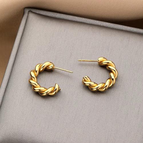 product_image_name-Diy Earrings-Twisted C-shape Hoop Earrings-1