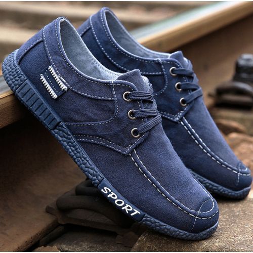 Fashion Men Casual Denim Canvas Sneaker Shoes - Blue @ Best Price ...