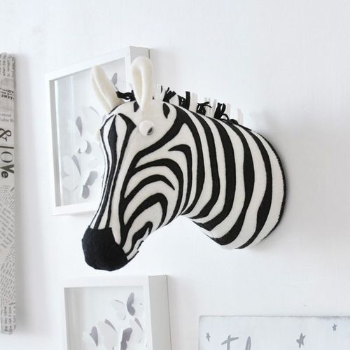 Generic Baby Nursery 3D Animal Head Wall Mount Kawaii Stuffed  Elephant/Giraffe/Zebra Wall Hanging Toys Kids Room Animal Wall  Sculptures-Zebra @ Best Price Online