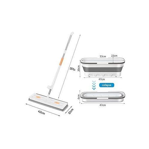 product_image_name-Clean-Self wringing hand wash free Flat mop with foldable bucket-1