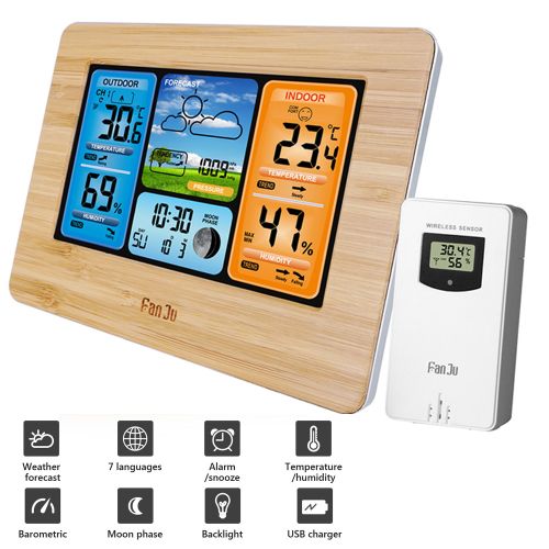 Dropship Electric Weather Station Snooze Alarm Clock Wireless