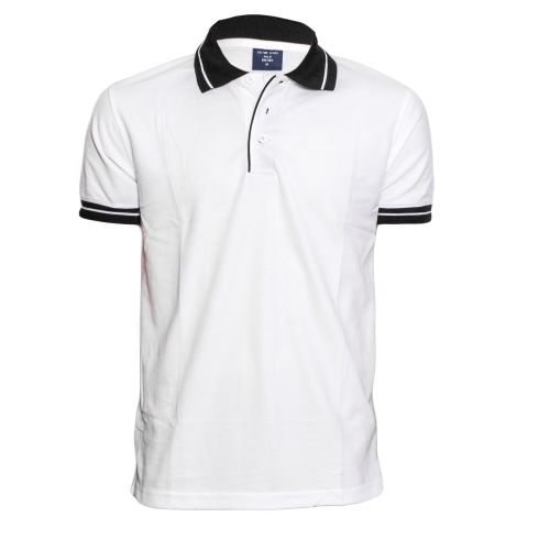 White t shirt with black collar discount