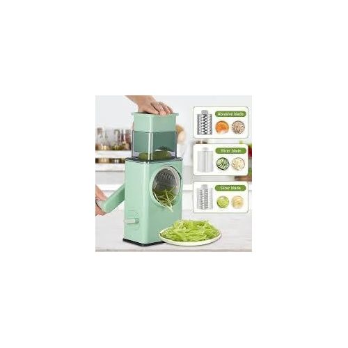 product_image_name-Generic- Manual Rotary Vegetable Slicer & Grater with 3 Interchangeable Blades - Multi-functional Food Chopper & Shredder, Storm square vegetable cutter, Hand-Crank Vegetable Shredder, Manual Food Processor.-3