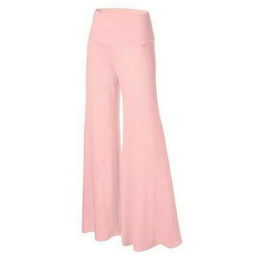 Fashion (Pink)Womens Plus Size High Waist Wide Leg Maxi Long Pants