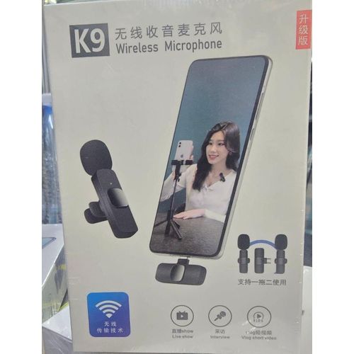 product_image_name-Generic-K9 Wireless Lavalier Mic with 2 Clip-on Mics for Clear Vlog Sound-3