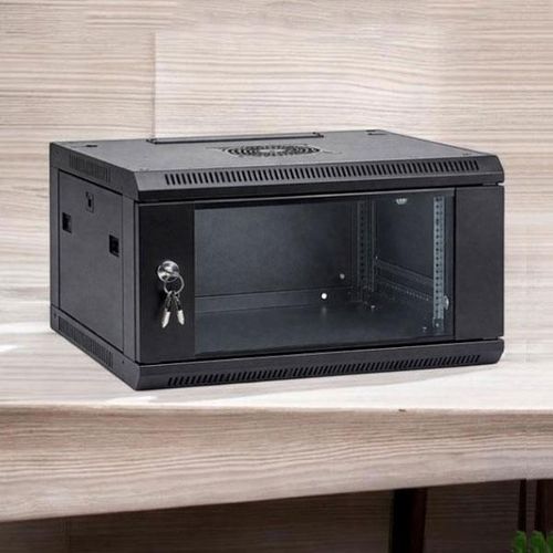product_image_name-Generic-Supplied With Two Keys 6U Wall Mount Data Cabinet with Glass Front Door & Robust Durability-1