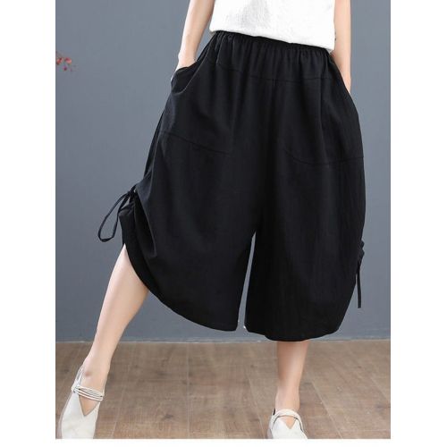 Solid Drawstring Waist Pants, Casual Elastic Bottom Pants For Spring &  Summer, Women's Clothing