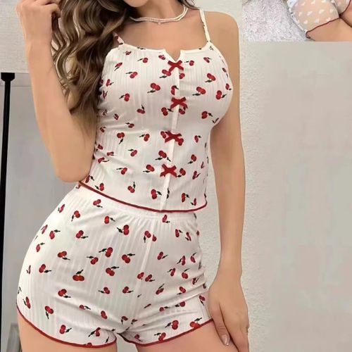 product_image_name-Fashion-Women’s Cute 2-Piece Pajama Set – Stretchy, Breathable Nightwear-1
