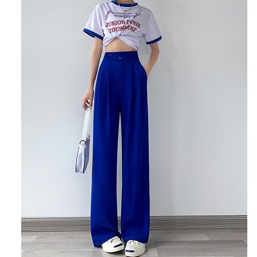 Fashion (blue)High Waist Loose Wide Leg Pants For Women Spring Autumn New  Female Dress Pant White Suits Pants Ladies Long Trousers Casual XXA @ Best  Price Online