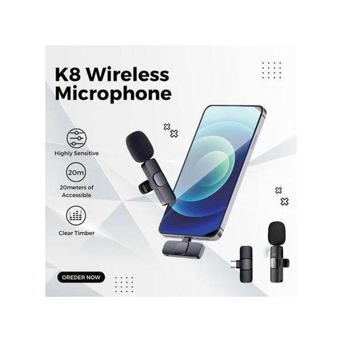 product_image_name-Generic-Lavalier Microphone K8 – Wireless Clip-on Mic with Noise Reduction for Interviews-1