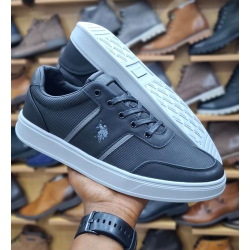 product_image_name-Fashion-This is a U.S. Polo Assn. Men's Casual Shoes City Polo or Kares 3Fx sneaker in a black/grey colorway. -1