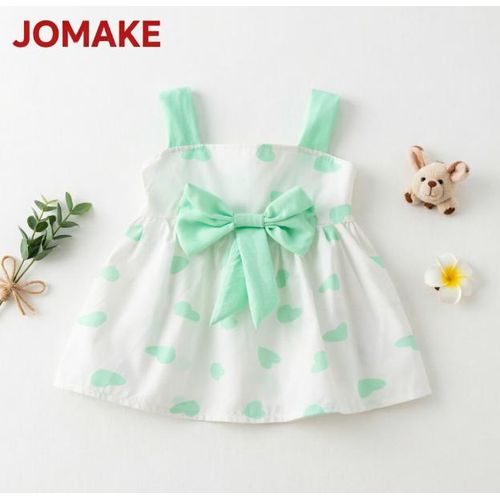 JOMAKE 6M-4-year-old girl's printed dress, green heart
