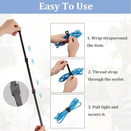 product_image_name-Generic-10pcs Reusable Cable Ties , Adjustable Releasable Hook and Loop Cable Straps for PC Cable Management, Organizing Cords, TV, Desk - Multicolored-3