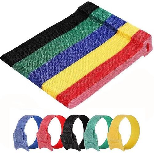 product_image_name-Generic-10pcs Reusable Cable Ties , Adjustable Releasable Hook and Loop Cable Straps for PC Cable Management, Organizing Cords, TV, Desk - Multicolored-7