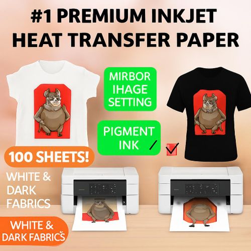 product_image_name-Winner-Inkjet Heat Transfer Paper A4 – 100 Sheets - Printable Vinyl for Cotton T-Shirts - Works on White & Dark Fabrics - Pigment Ink Compatible-2